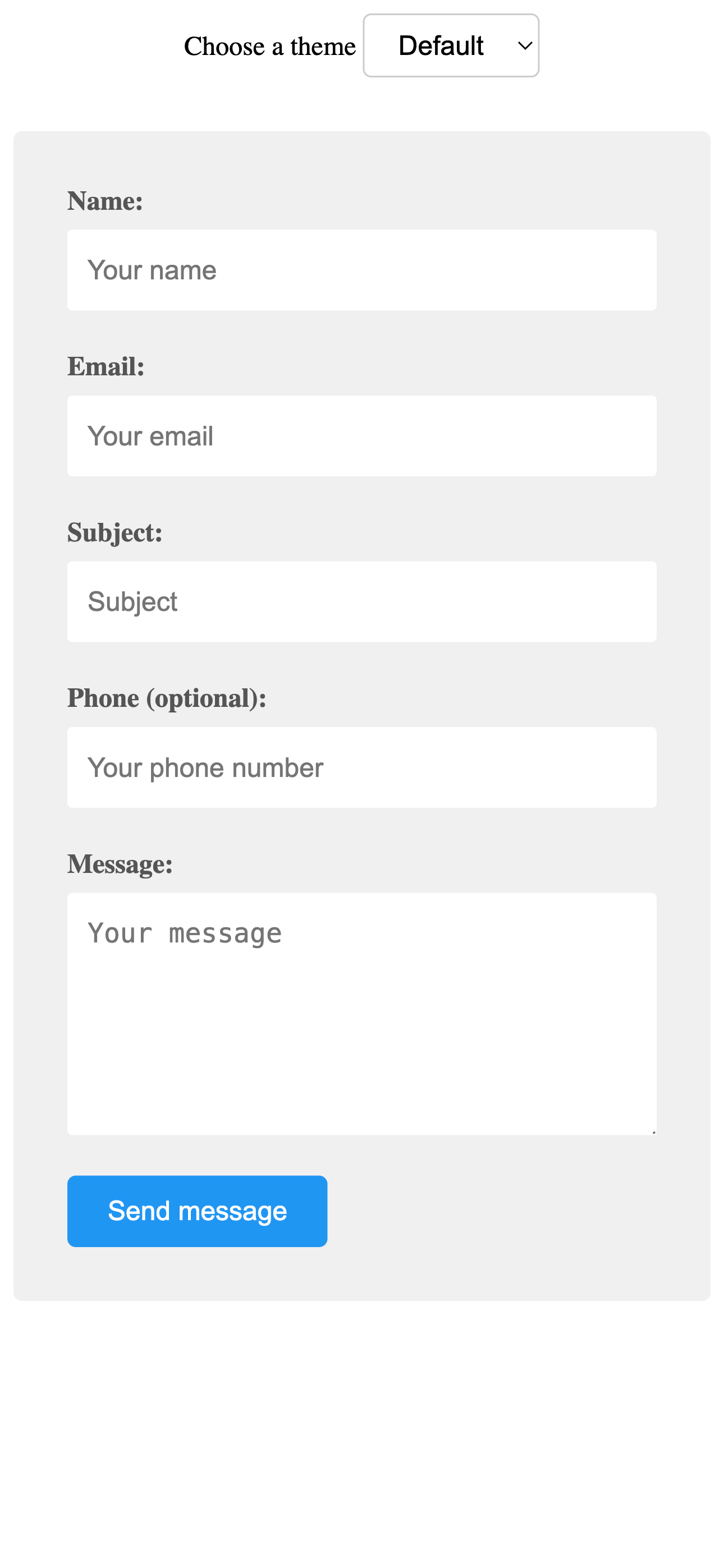 Flat Contact Form HTML Structure