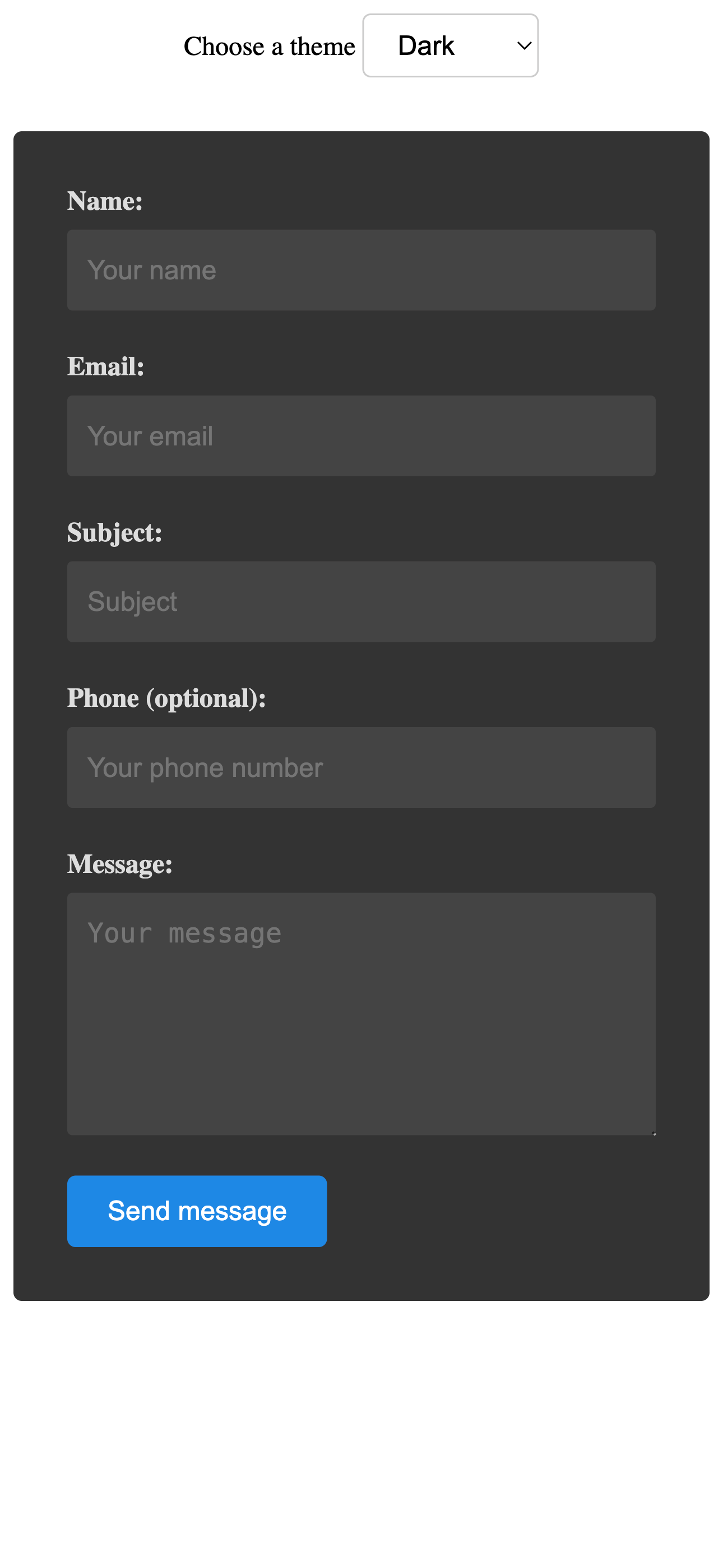 Flat Contact Form Styles