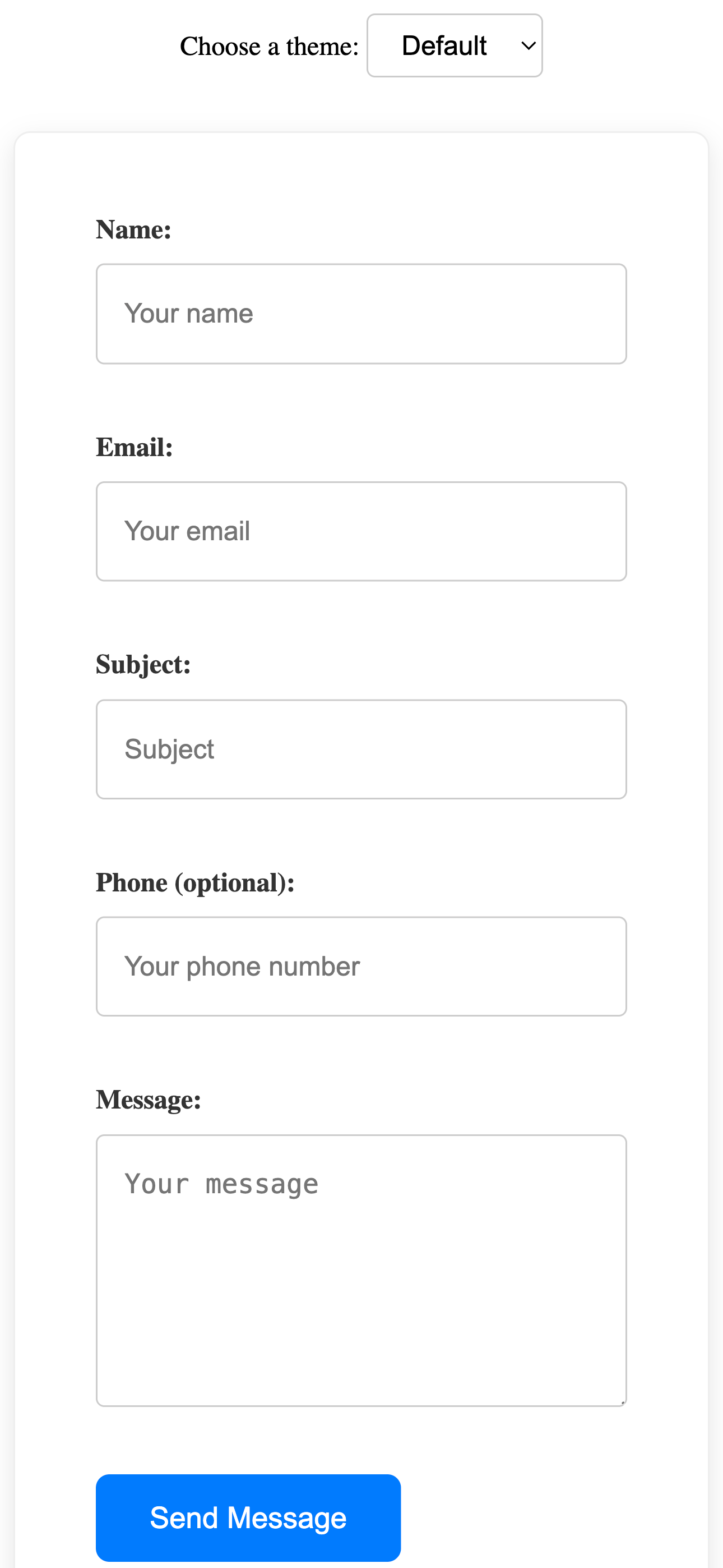 Flat Contact Form HTML Structure