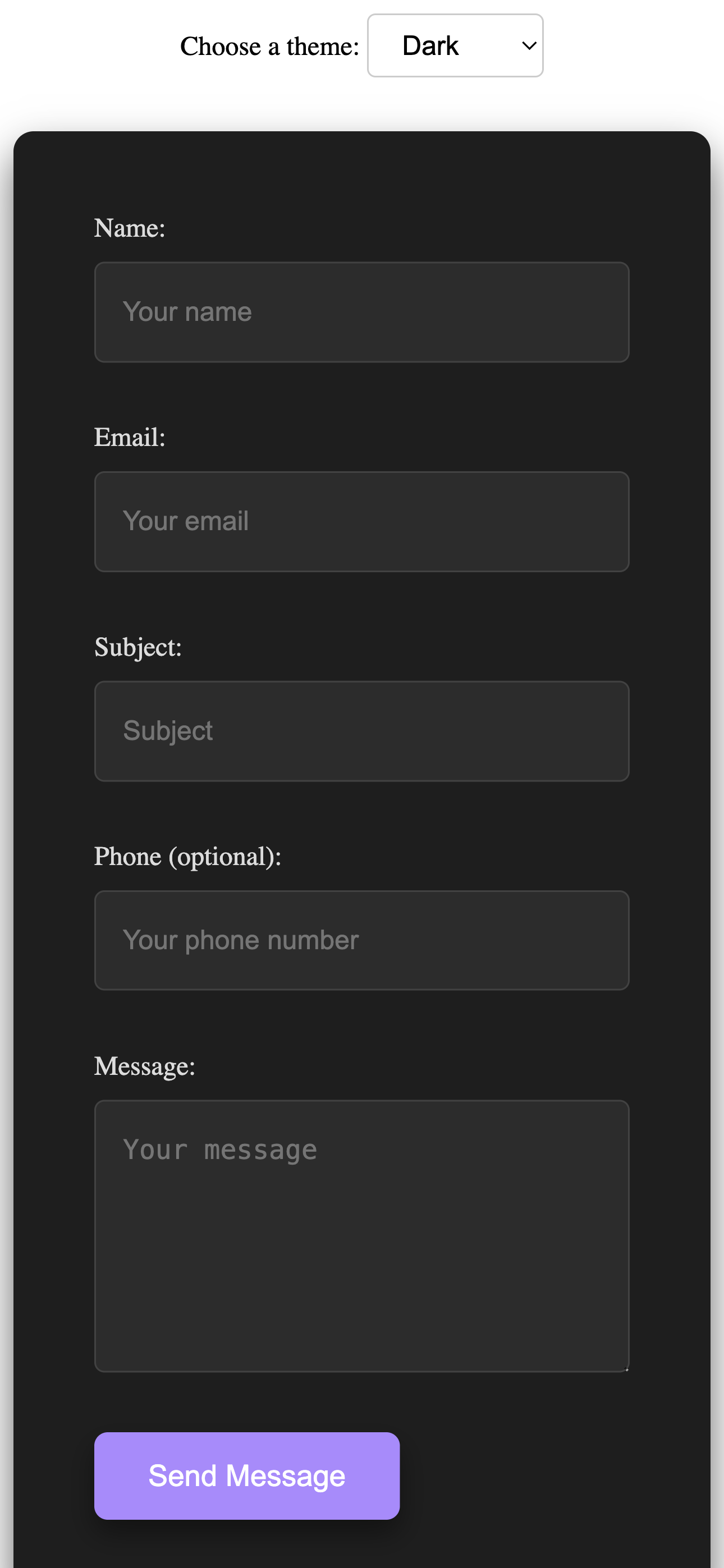 Flat Contact Form Styles